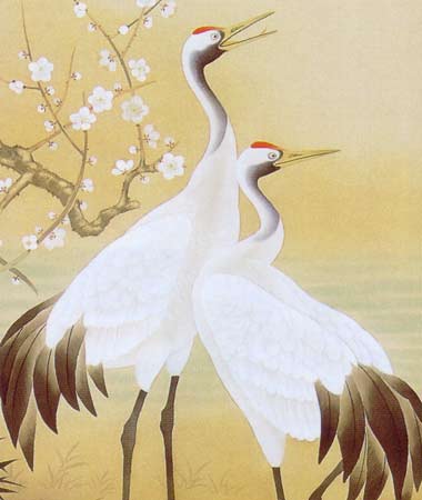 掛け軸 松竹梅鶴亀 (浅野寿峰) 送料無料 【掛軸】【一間床・半間床