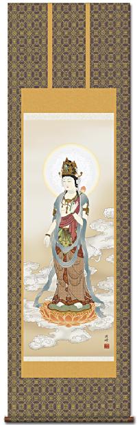 雲上観音 高畠周峰 （暁山会） 尺五 日本製 観音 - 掛け軸（掛軸）販売