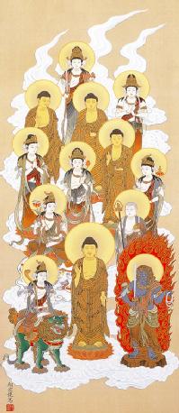 十三仏 松井翔雲 （尺八） 【特価 】！ 十三仏 - 掛け軸（掛軸）販売