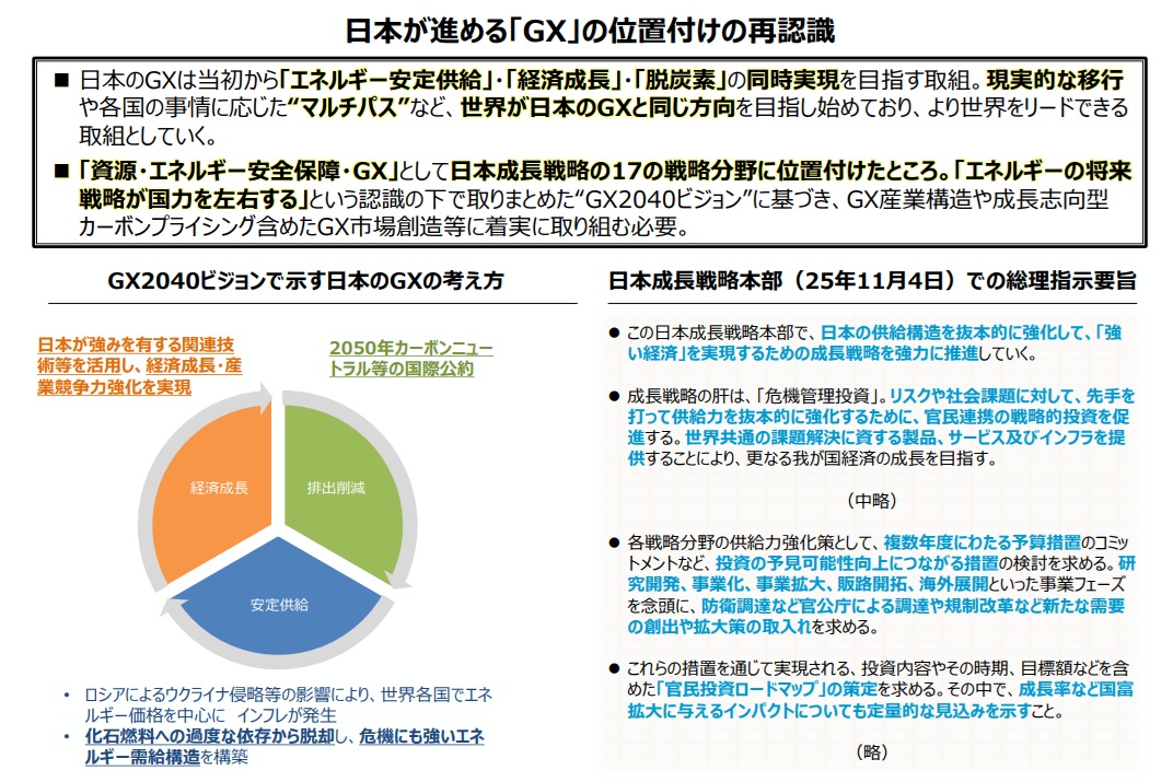 日本のGXはエネルギー、成長、脱炭素を同時追求 経済産業省