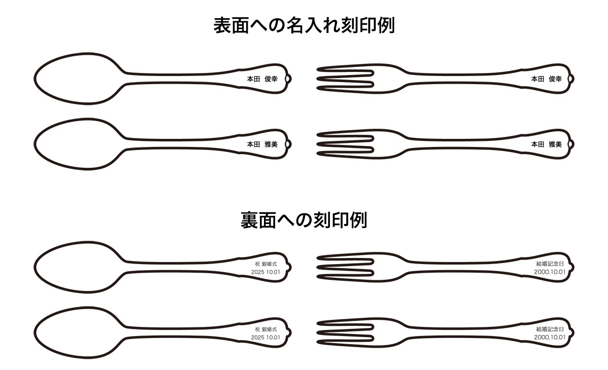 銀婚式プレゼントシルバースプーンフォークセット【桐箱刻印】