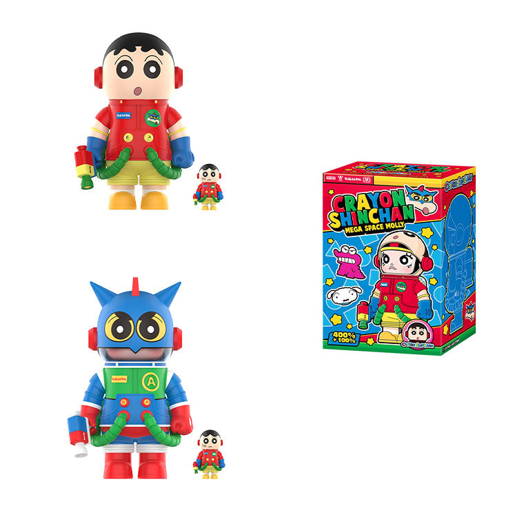 POP MART Mega Space Molly 400% +100% Crayon Shin Chan Mystery Boxes