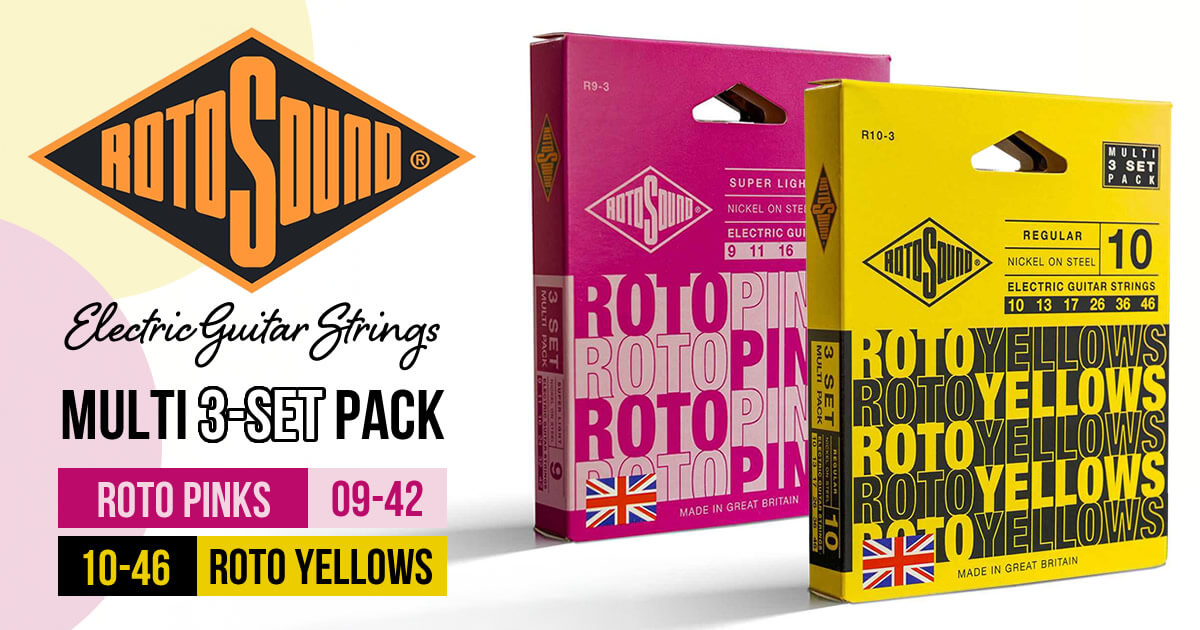 ロトサウンドのベストセラー・エレクトリックギター弦が3セットパック