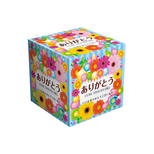 ありがとうキューブBOXティッシュ50W(MA-35510)｜オリジナル名入れ