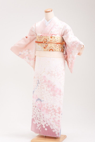 正絹 付下げ・訪問着レンタル 150042 桂由美 薄ピンク 桜絞り