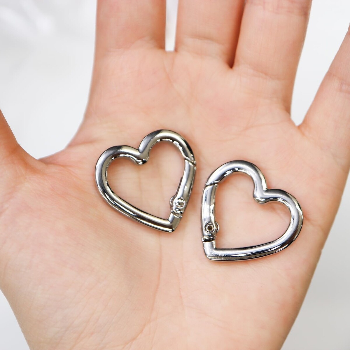 きらきらぷんぷん丸] ハート カラビナ 【シルバー】 銀 10個入り