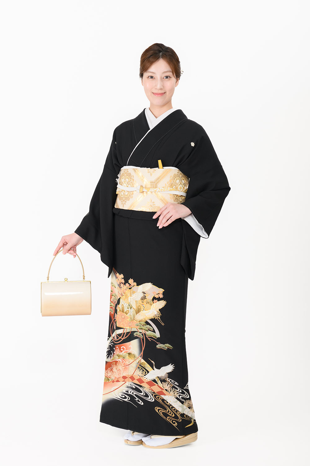 草履バッグレンタル ヘア着付け～友禅 黒留袖レンタル カークお母様