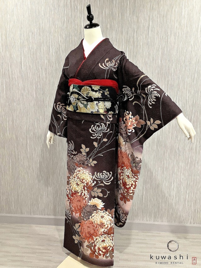 正絹振袖レンタル】 80001 アンティークローズカラー乱菊柄正絹