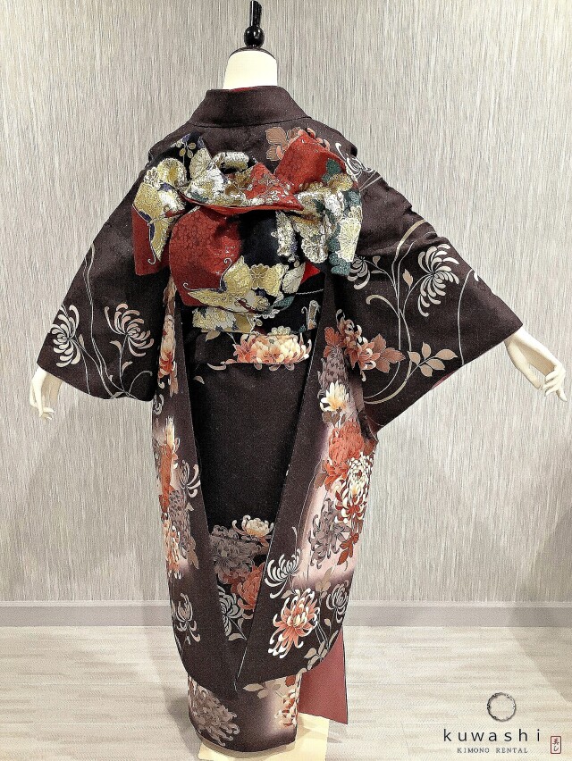 正絹振袖レンタル】 80001 アンティークローズカラー乱菊柄正絹