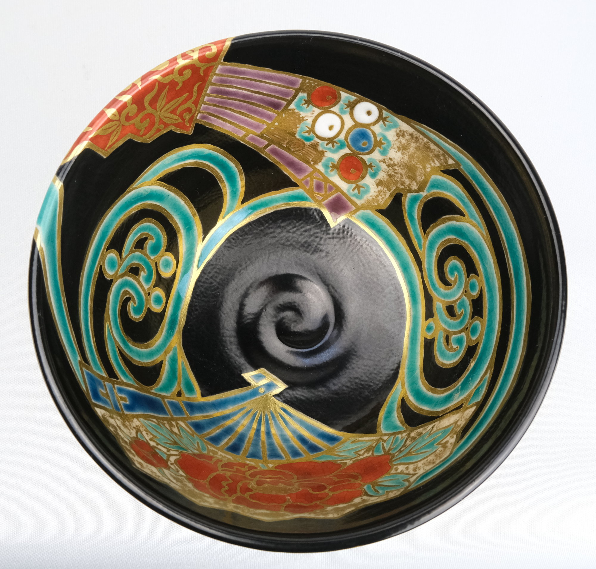 栗山園オンライン通販部 / 【出物】 仁清黒扇面流茶碗 久世久宝