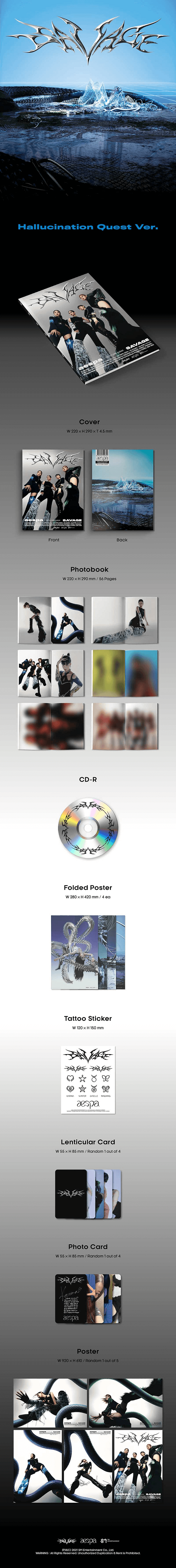 AESPA SAVAGE 1ST MINI ALBUM | P.O.S VER + HALLUCINATION QUEST VER