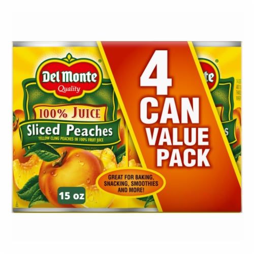 Del Monte Yellow Cling Sliced Peaches in 100% Juice, 4 cans / 15