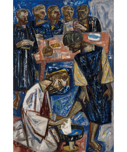 真作保証】 田中忠雄 「エッケ・ホモ 此の人を見よ」 油彩画 キリスト