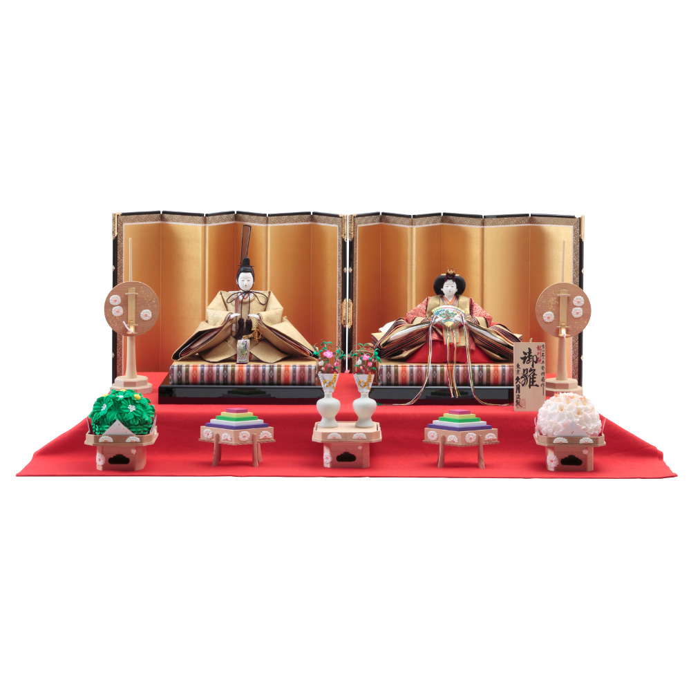 平安桂甫作 衣裳着 親王飾り 龍村裂衣裳 京七番親王 久月監製 75-D-32