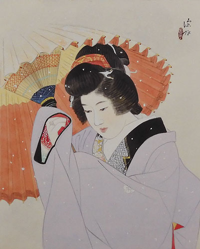 日本画で伊東深水の美人画の骨董品宅配買取依頼で埼玉県東松山市の