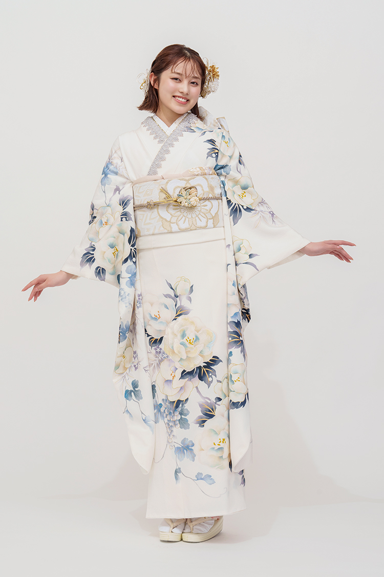 No.1141 【新品振袖/京友禅】【白】純真無垢な白地に煌びやかに咲く