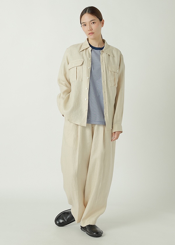 ゆっくりシーア 先行予約> ZUCCa / LINEN TWILL / シャツ(XL charcoal gray(25