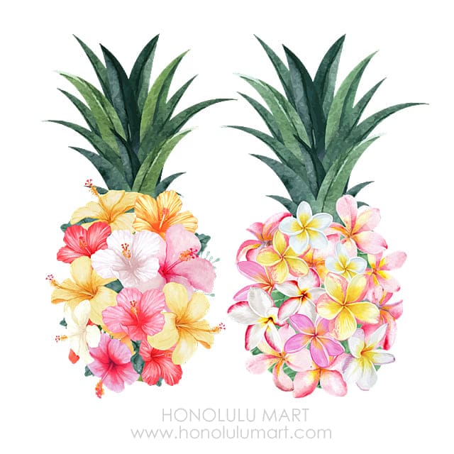 パイナップル・フラワーの絵 | ハワイアン雑貨通販ホノルルマート