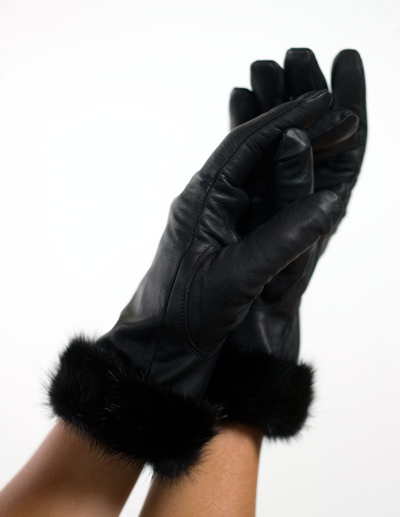 Lamb Leather Gloves with Mink Fur Trim – Henig Furs
