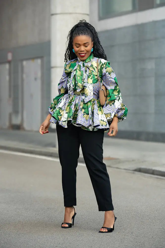 RHONDA PEPLUM TOP - Heritage Clothings