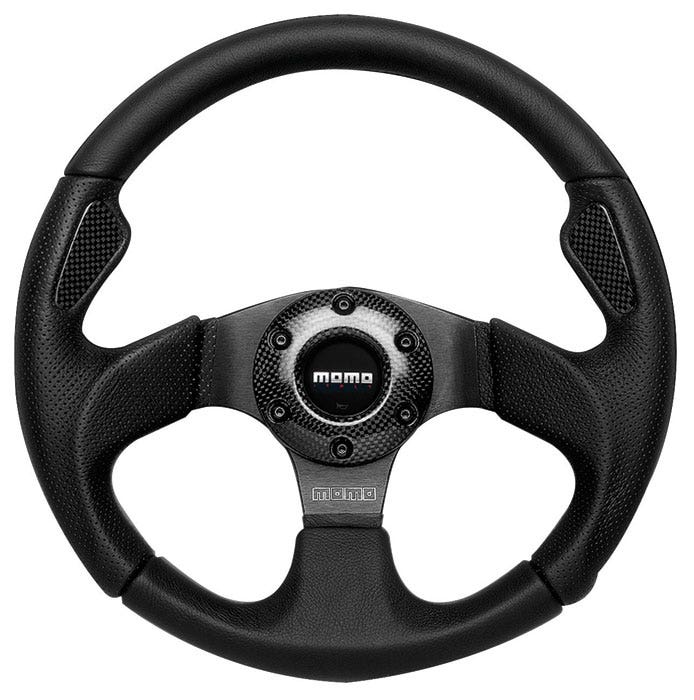 Momo Jet Steering Wheel, Black Leather with Carbon Insert 350mm