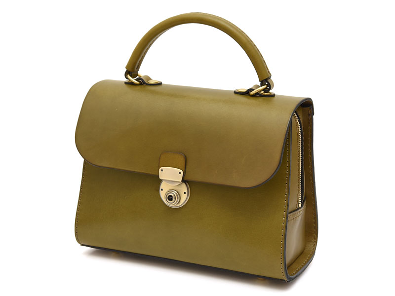 あおりポケットで使いやすい本革レディースハンドバッグ / 革鞄のHERZ