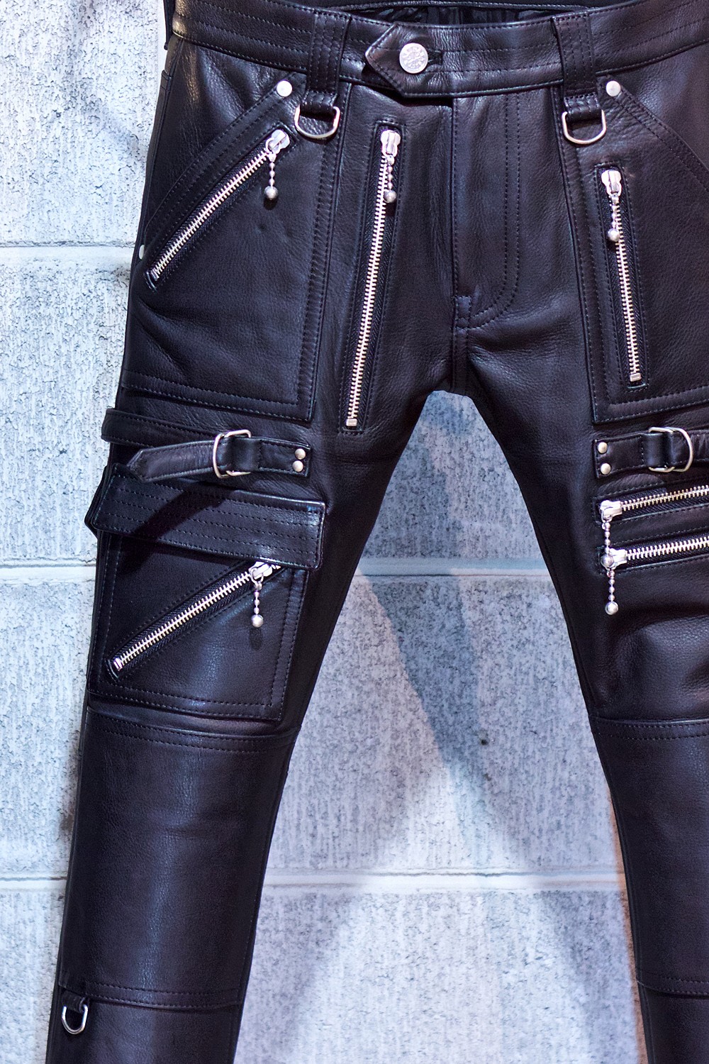 blackmeans - 945-78TP06-5 / レザーパンツ (スリム) SILVER ZIP | HAZE