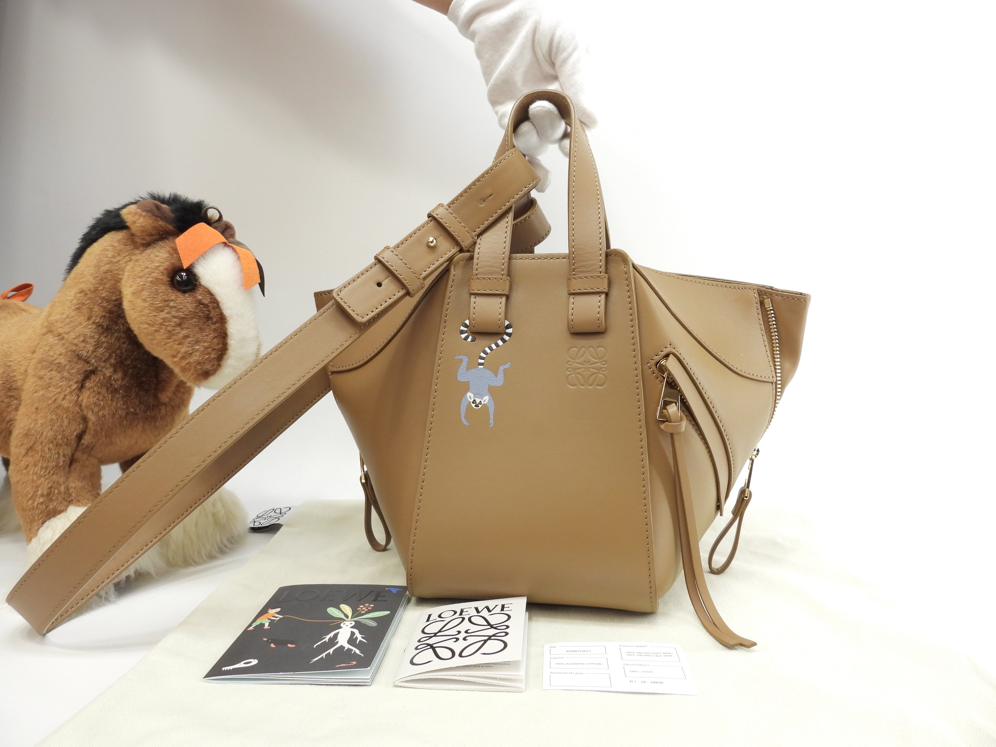 ロエベ ハンモックバッグコンパクト スナ・フジタコラボ レザー茶