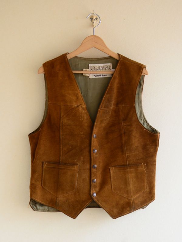 1970s Schott RANCHER スウェードレザーベスト 表記L - 古着屋HamburgCafe