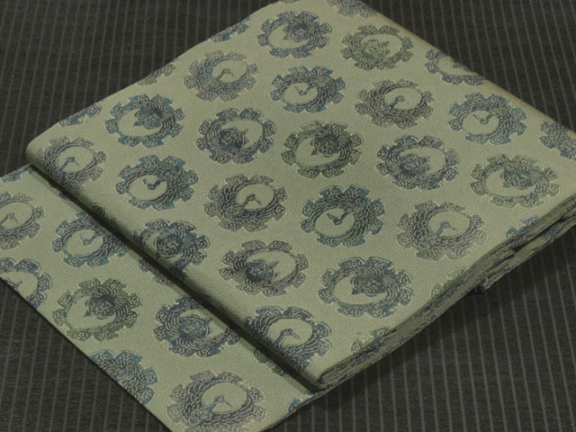 帯のアトリエ花邑 hanamura 銀座 「鶴亀宝相華文様 型染め 名古屋帯 」