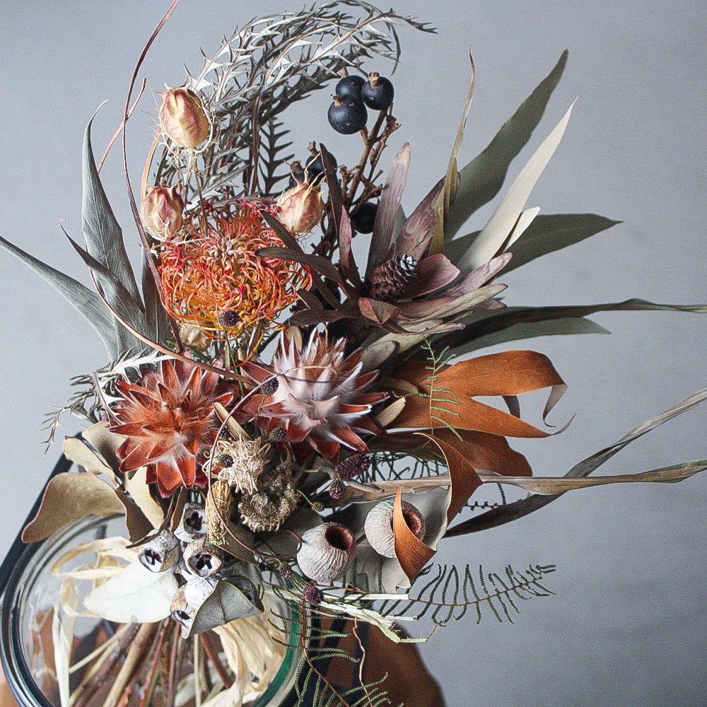 商品詳細 【定番ブーケ】ワイルドドライフラワーのブーケ□暖色系/送料