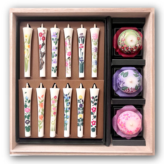 桐箱ギフト＞四季12本と花丸3個｜【ろうそくの通販・ギフト】和