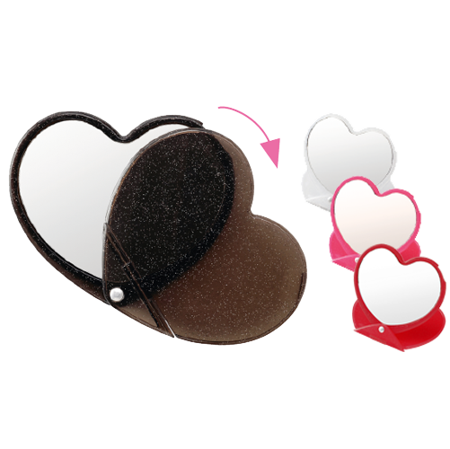 ラメ入りスライドミラー(ハート)【最安値220円】｜ノベルティ・記念品