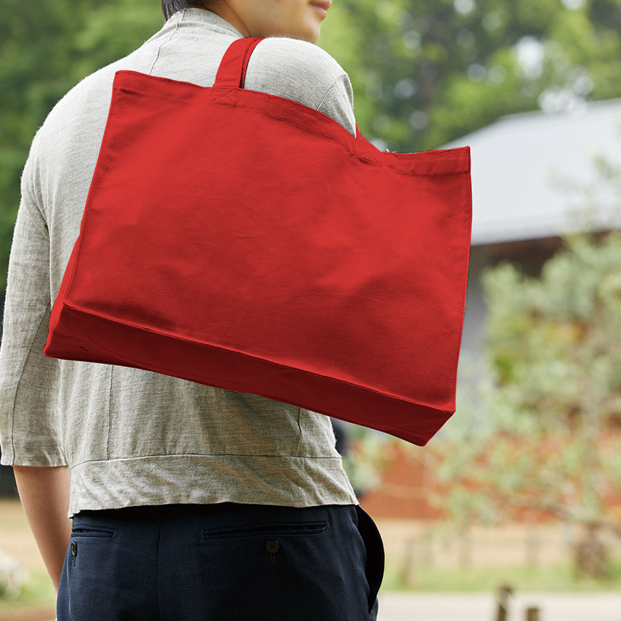 オリジナル キャンバスカレッジトートバッグ(L)ワイド レッド【最安値