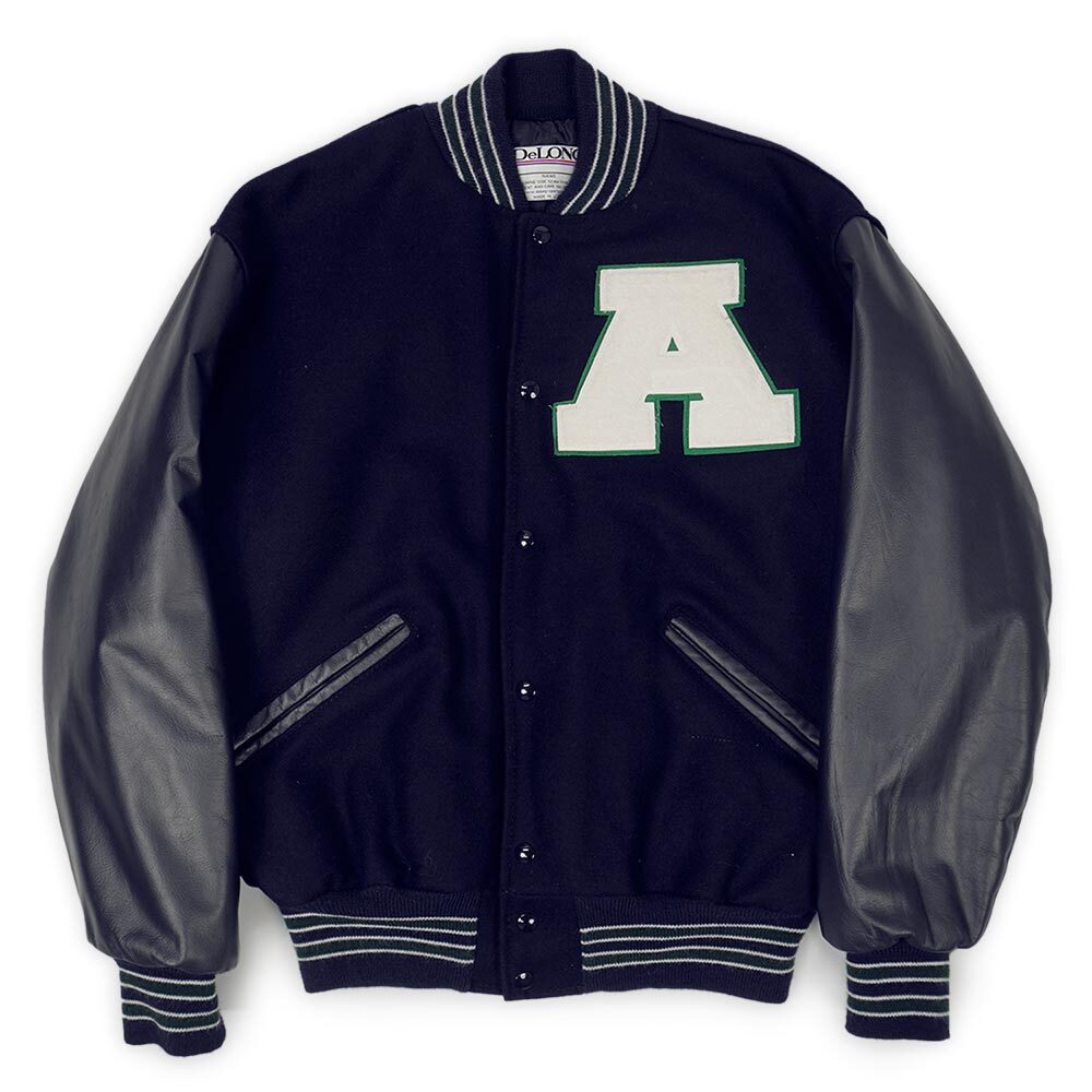 80's DeLONG レザー切り替え ウールスタジャン 