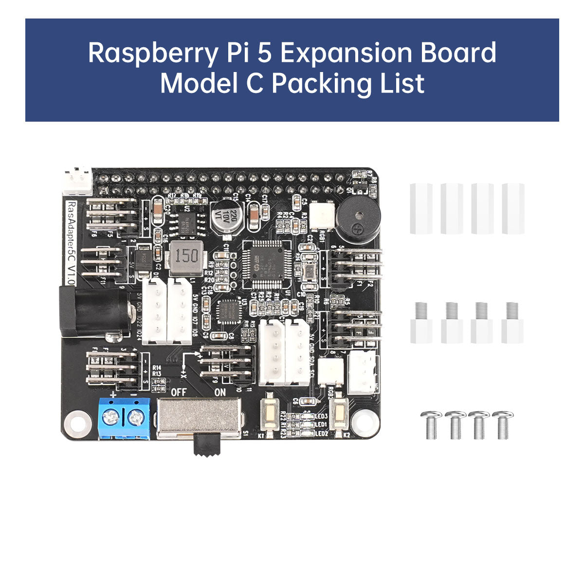 Raspberry Pi 5 Expansion Board, Servo Motor Driver, ROS Robot