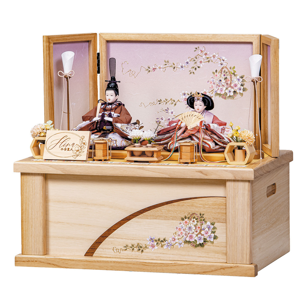 雛人形 コンパクト収納飾り【P81207】 桜の花に雪輪模様が美しい