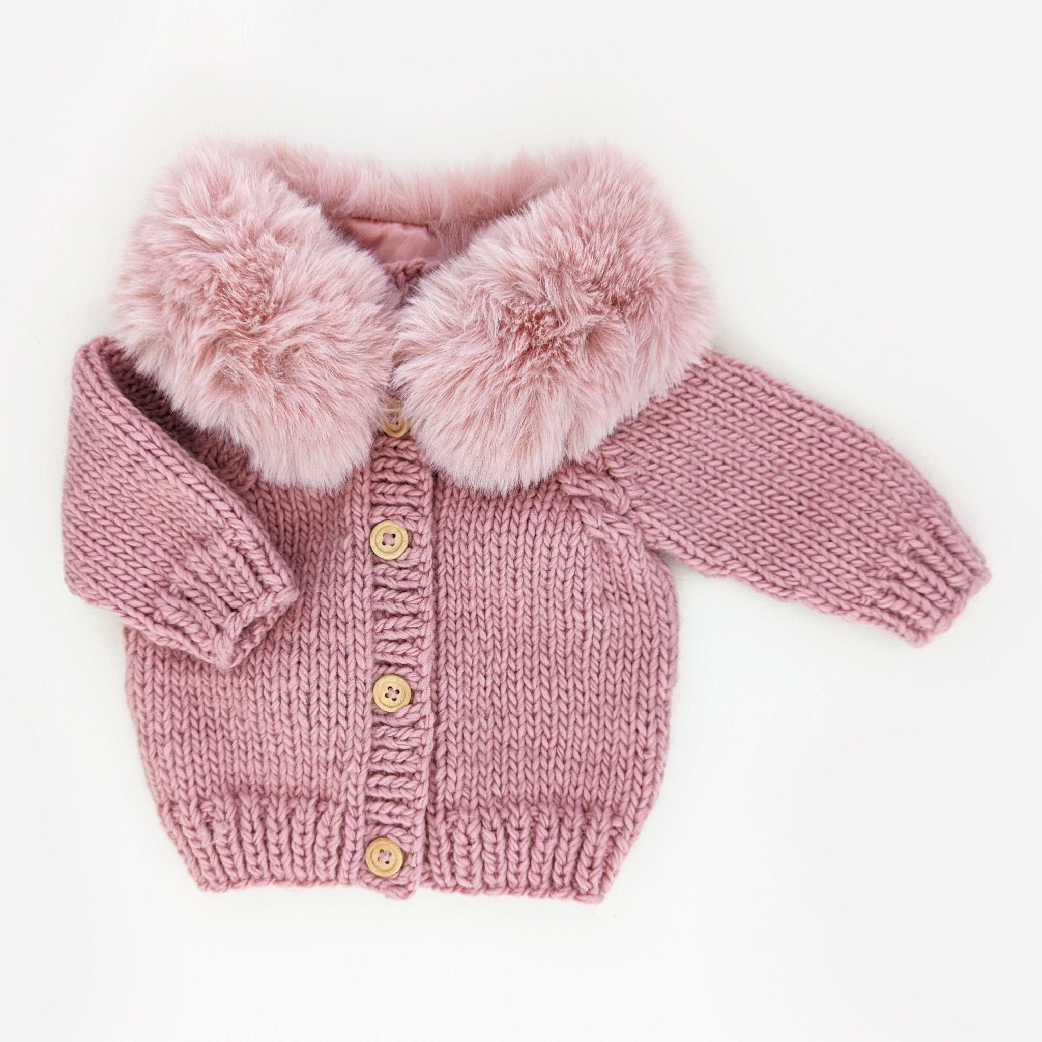 Fur Collar Rosy Cardigan Sweater for Baby & Toddler - Huggalugs