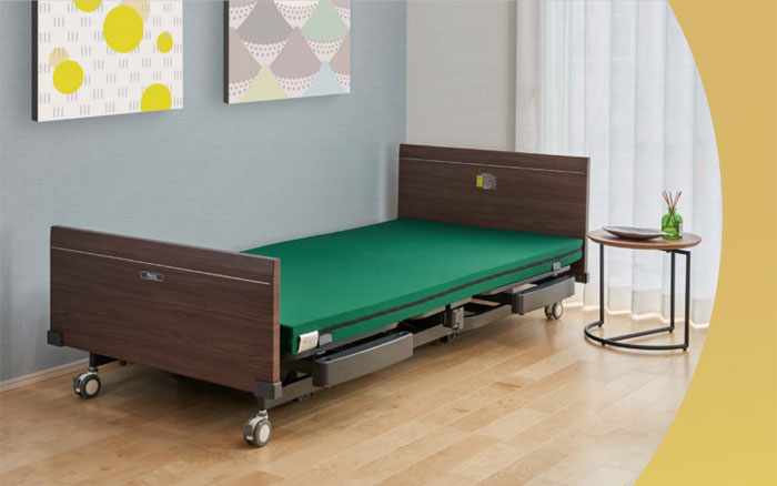 プラッツ】介護施設用 電動介護ベッド レイスト（2モーター／4輪ロック