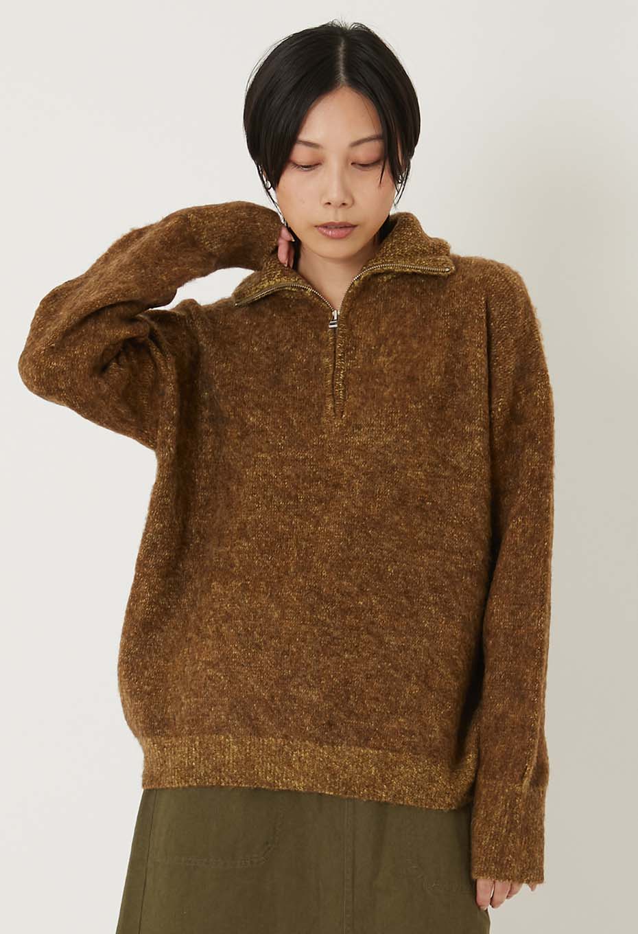 バイカラーモヘア ハーフジップ プルオーバー | HOLLYWOOD RANCH