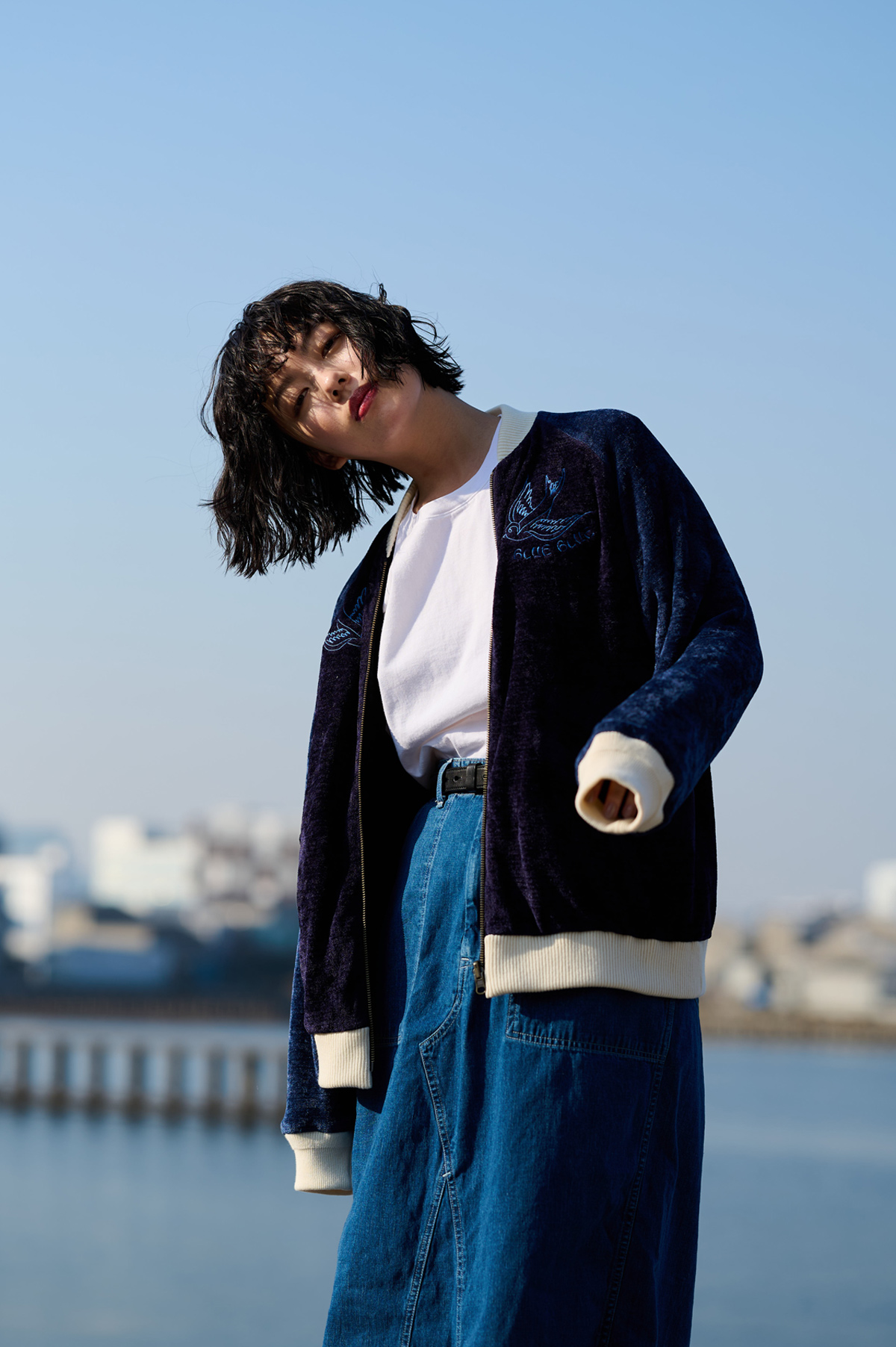 MALL KNIT EMBROIDERY SUKAJAN｜BLUE BLUE | ハリウッドランチ