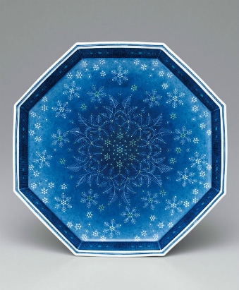 色絵吹墨墨はじき雪文額皿｜十四代今泉今右衛門｜今右衛門