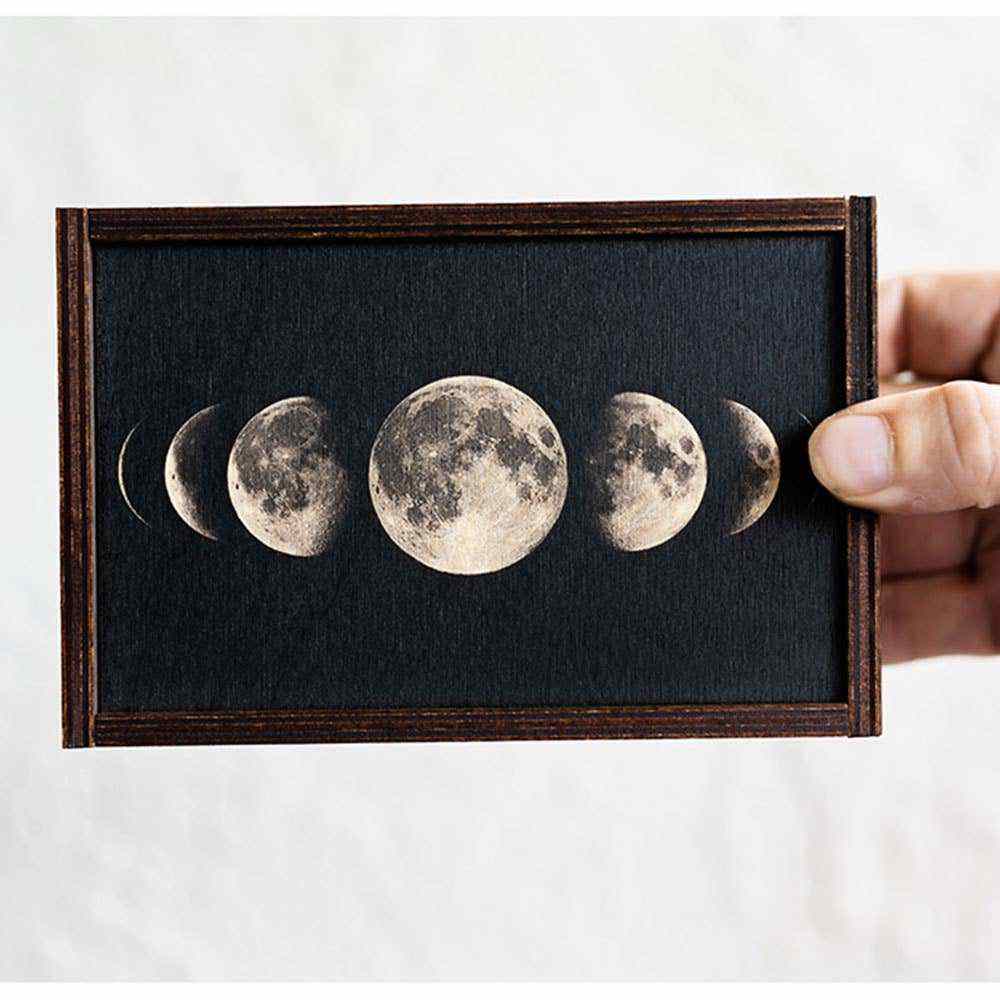 Moon Phases Wooden Trinket Box - Moon Gift for Space Lovers – The