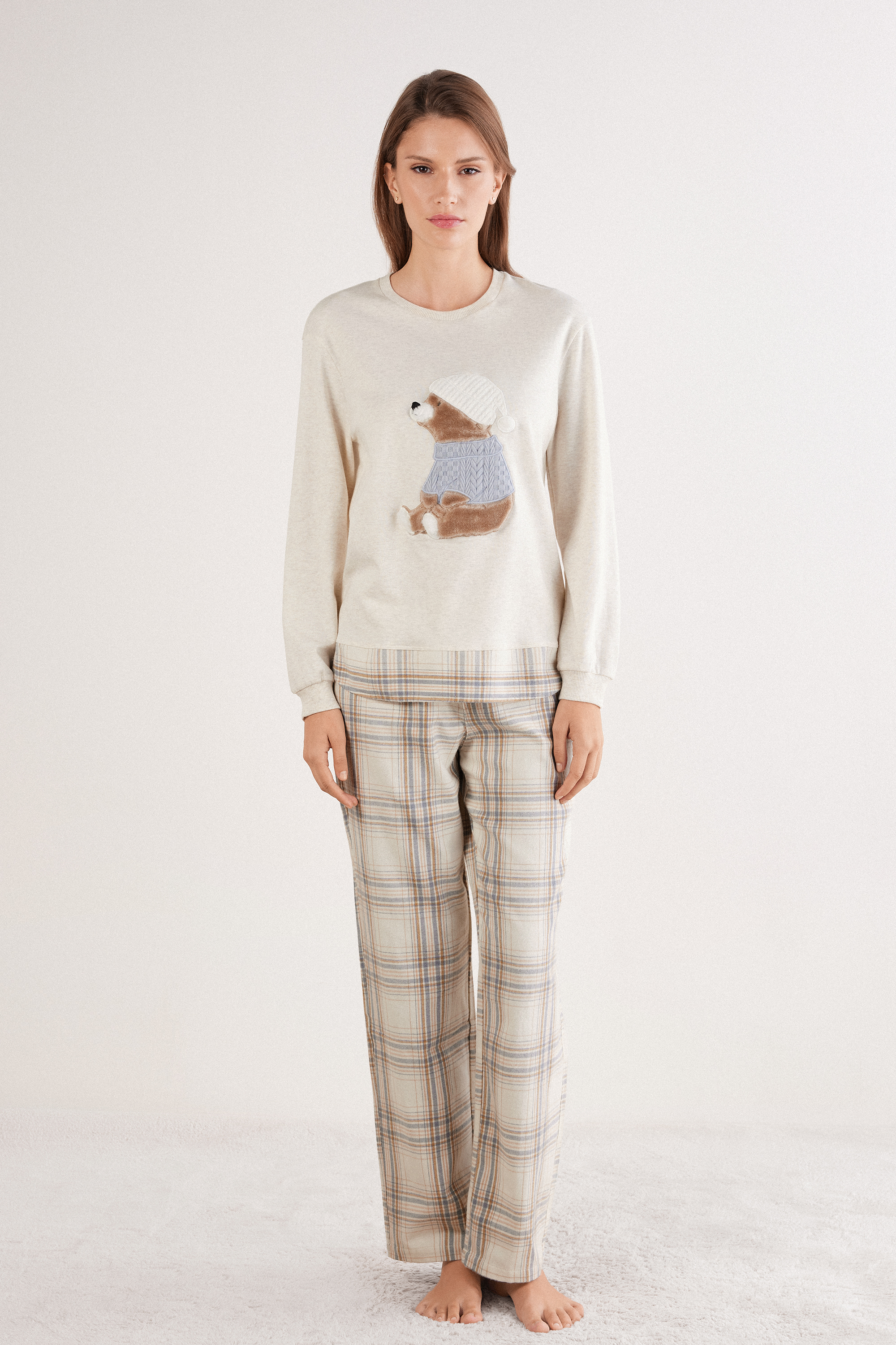 Winter Bear Long Cotton Pyjamas | Intimissimi