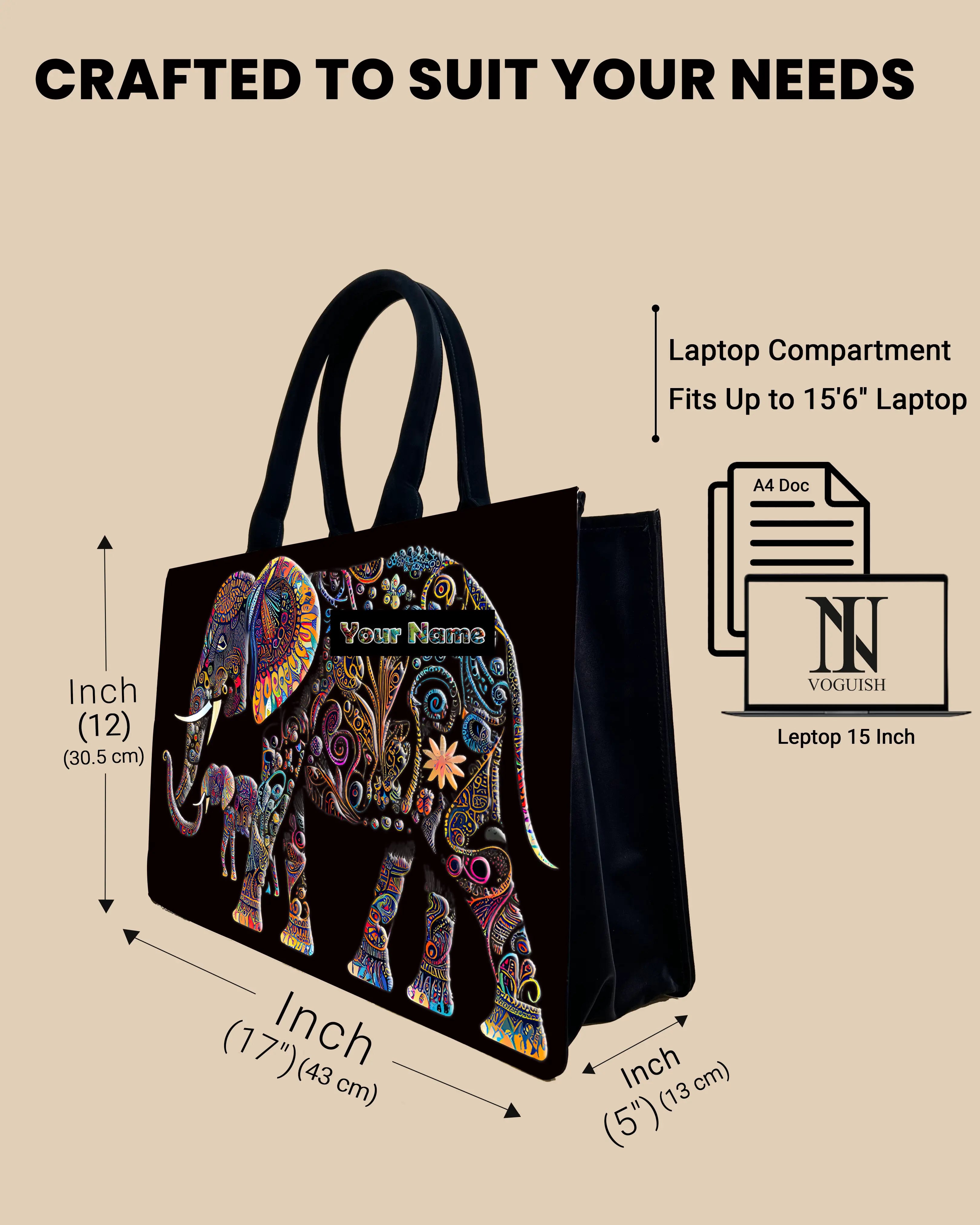Baby and Mother Elephant Customized Tote Bag Design - Invoguishindia