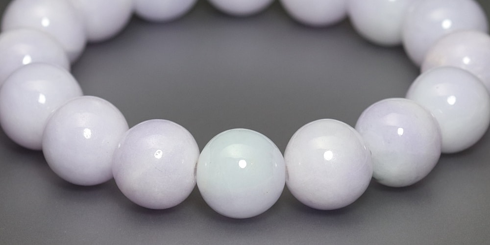 トップクォリティ]ミャンマー産天然ラベンダー翡翠ブレスレット（約