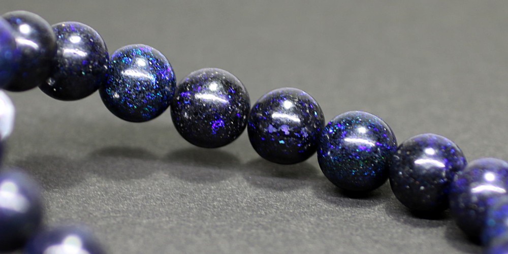 高品質++]ブラックマトリックスオパールブレスレット/ブルー系（約10mm