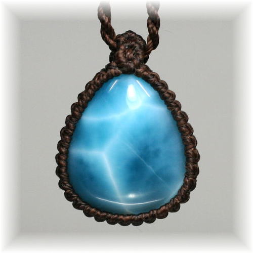 最高品質]ラリマー編み込みペンダント（マクラメ・紐付き） - 埼玉県