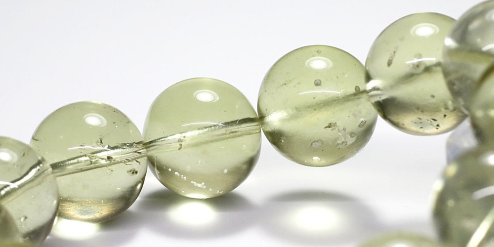 トップクォリティ]天然リビアングラスブレスレット（約17mm大玉