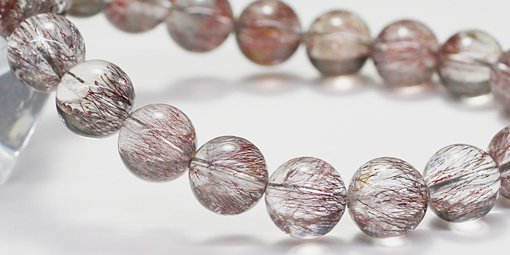 高品質++]スーパーセブンブレスレット/レッド系（約9.5mm玉・レピ